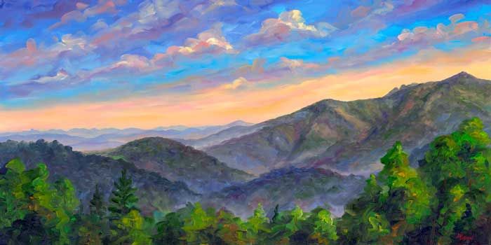 700x350 View Of Grandfather Mountain Painting Prints By Jeff Pittman Art - Mountain View Painting