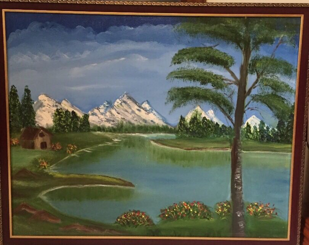 1000x795 Mountain View, Painting By Renu Agarwal Landscape Artwork On Oil - Mountain View Painting