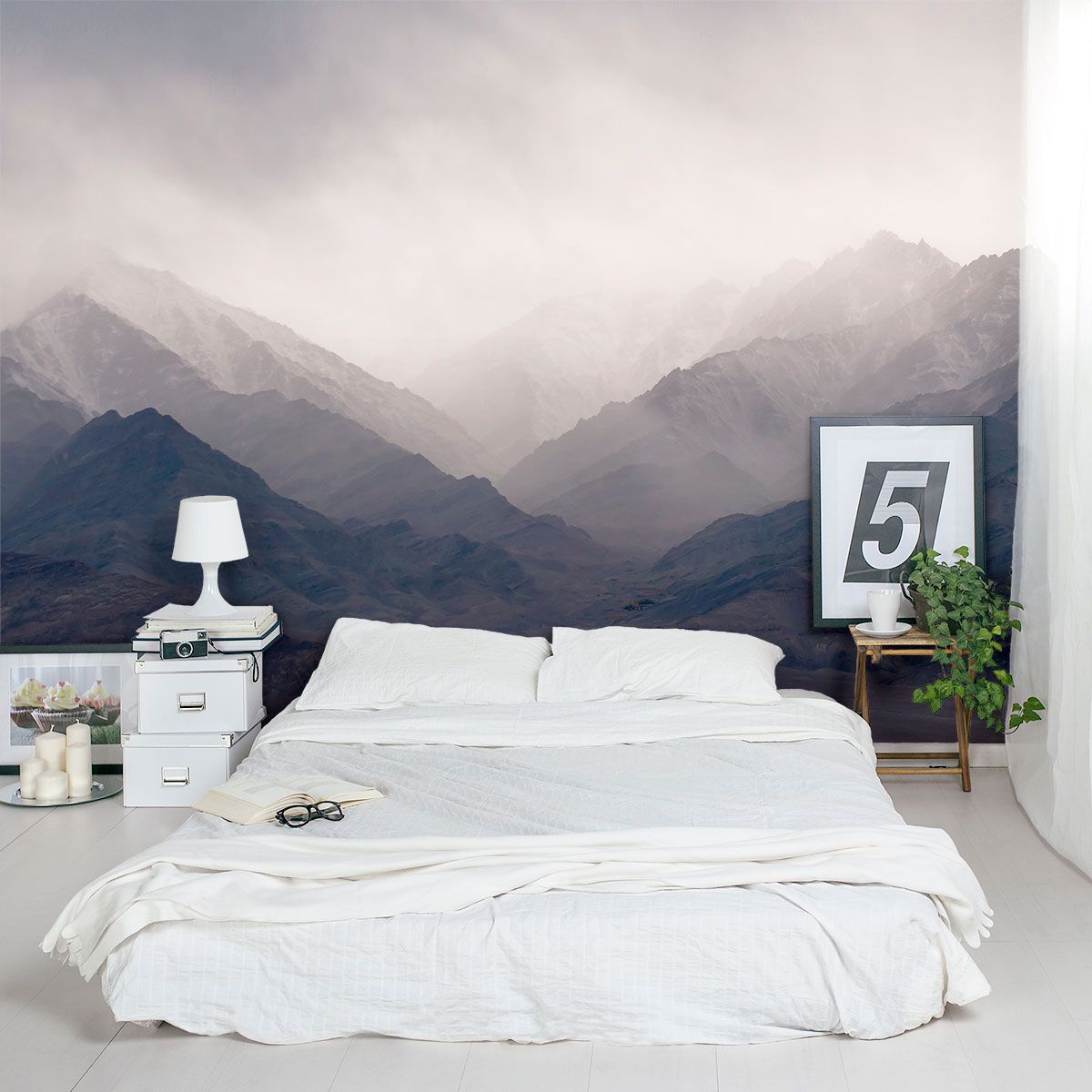 1200x1200 Misty Mountains Wall Mural Wall Murals, Walls - Mountain Wall Painting