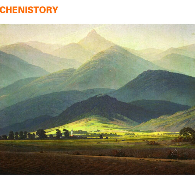 640x640 Chenistory Famous Picture Mountain Diy Painting By Numbers - Mountain Wall Painting
