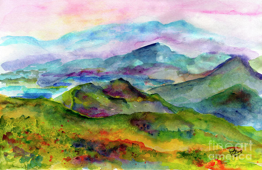 900x585 Blue Ridge Mountains Georgia Landscape Watercolor Painting By - Mountain Watercolor Painting