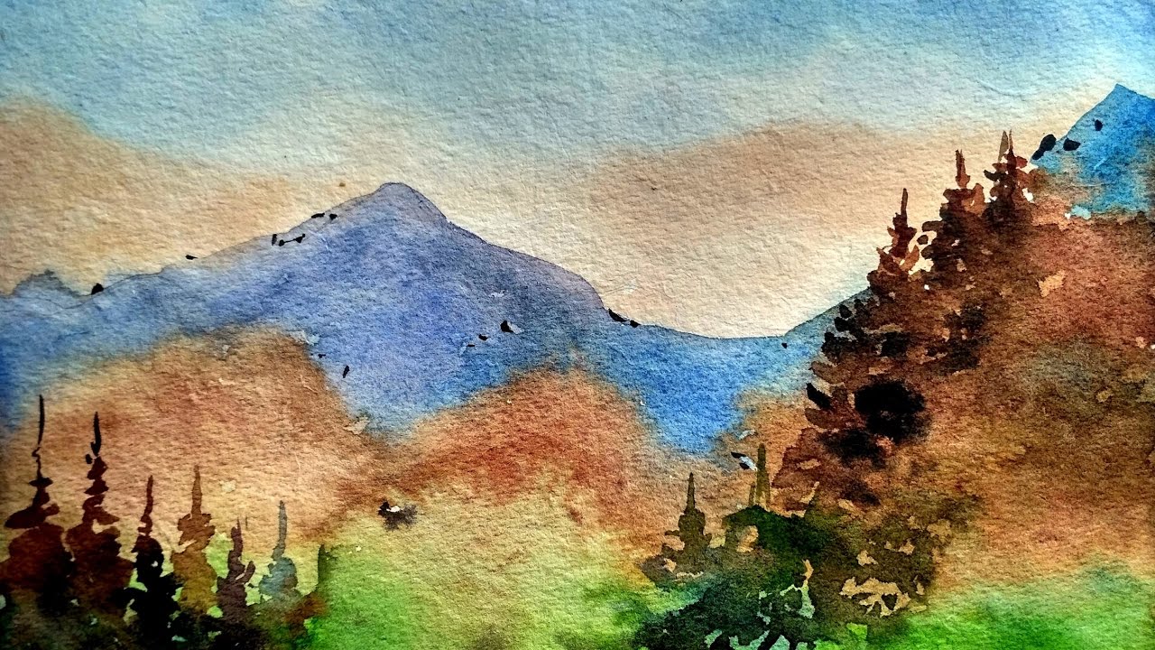 1280x720 How To Paint Mountains Landscape - Mountain Watercolor Painting
