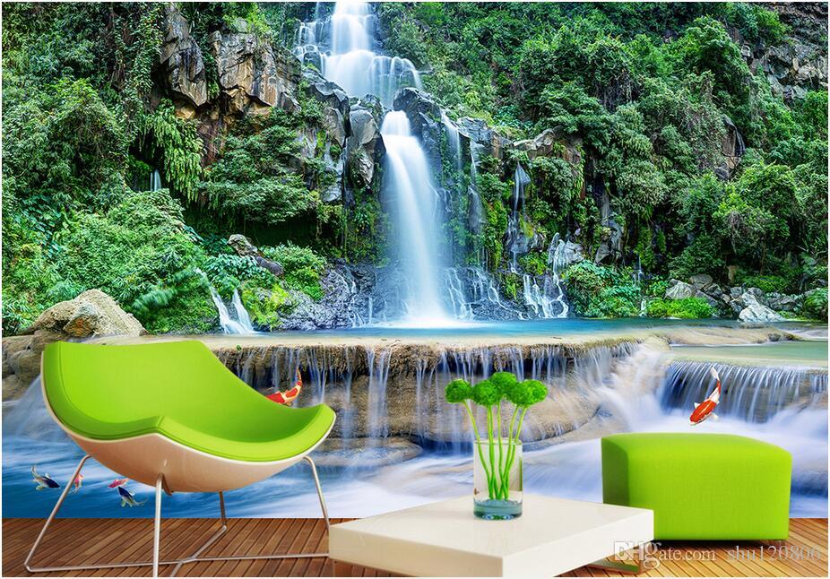 926x646 3d Room Wallpaer Custom Mural Photo Mountain Waterfalls Landscape - Mountain Waterfall Painting