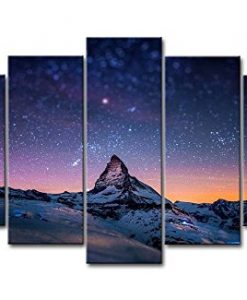 247x300 So Crazy Fresh Look Color 5 Piece Wall Art Painting Starry - Mountains At Night Painting