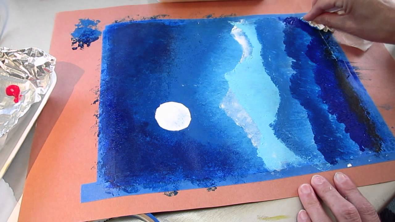 1280x720 Acrylic Painting - Mountains At Night Painting