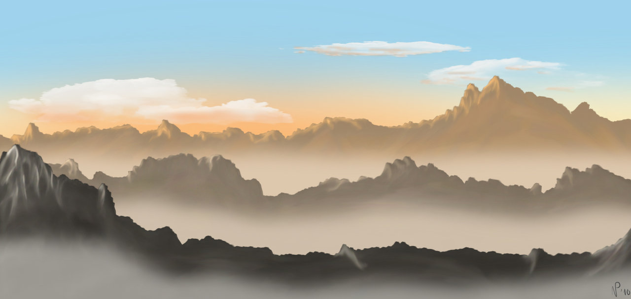 1280x606 Mountainscape By Pibu - Mountainscape Painting
