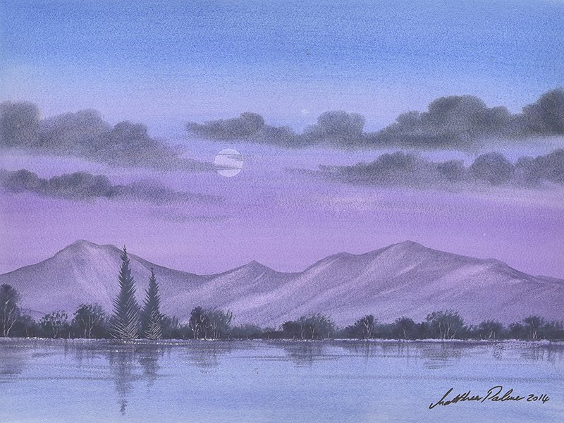 800x600 Paint A Moonlit Mountainscape In Watercolours - Mountainscape Painting