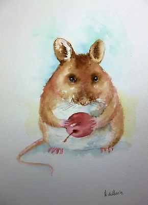 290x400 Mouse Original Art A4 Watercolour 9 X 12 Signed Painting By - Mouse Painting