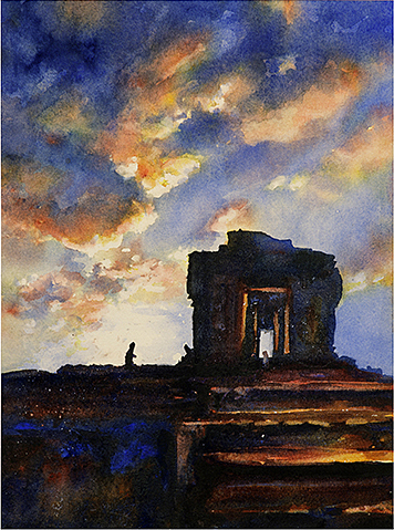 356x479 Watercolor Paintings Of Angkor Using The Mouth Atomizer - Mouth Atomizer For Painting