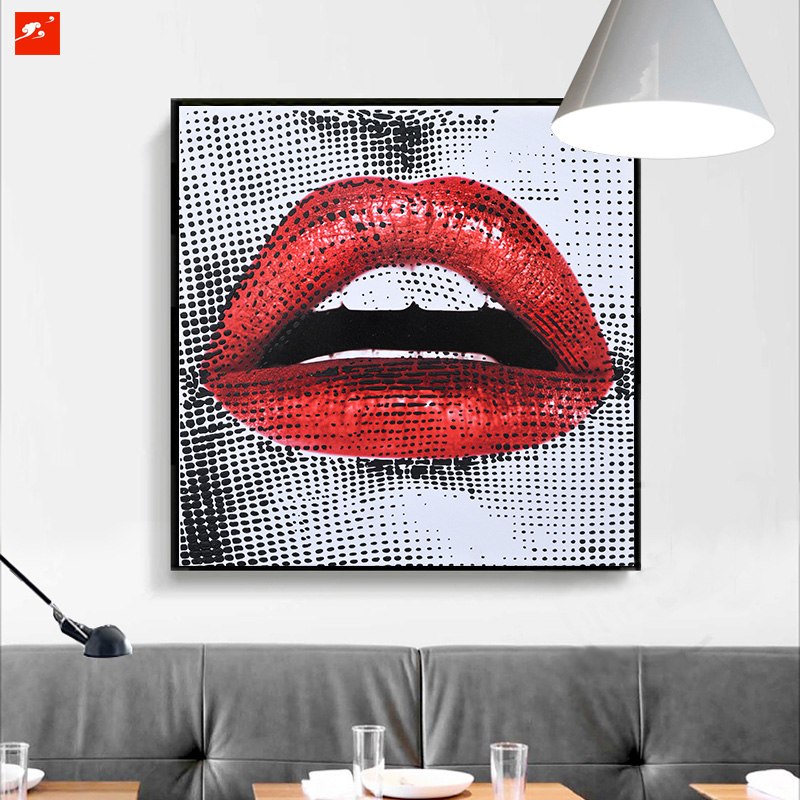 800x800 Modern Fashion Pop Cool Street Lip Mouth Painting On Canvas Print - Mouth Painting