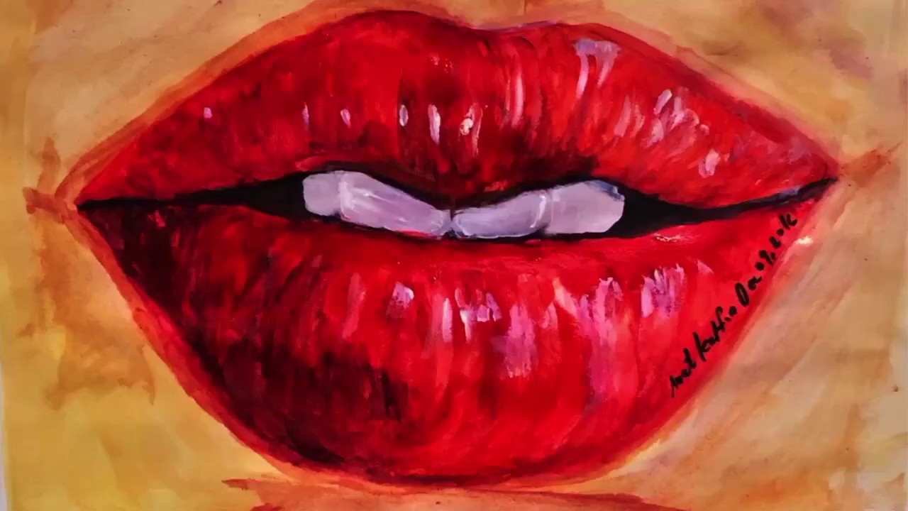 1280x720 Mouth Watercolor Painting - Mouth Painting
