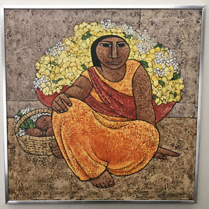 300x300 Woman Sitting Oil Painting Canvas Signed Moya Mexican Latino Art - Moya Painting