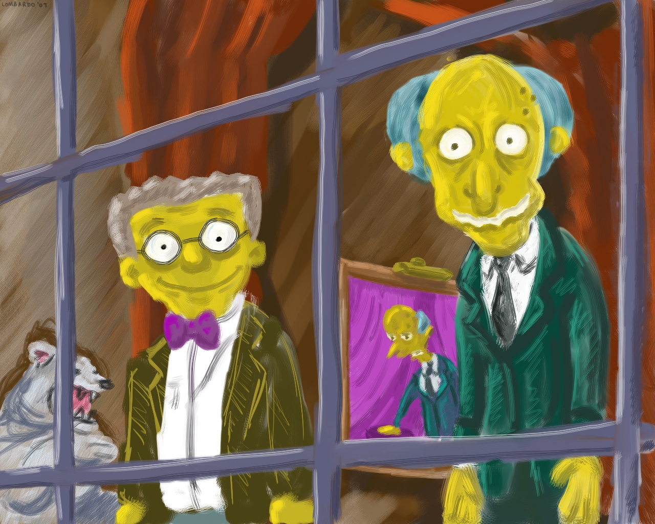 1280x1024 Mr. Burns And Mr. Smithers Randal Lombardo - Mr Burns Painting