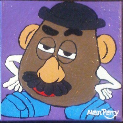 400x400 Mr. Potato Head Character, 4x4 Block Original Acrylic Painting - Mr Potato Head Painting