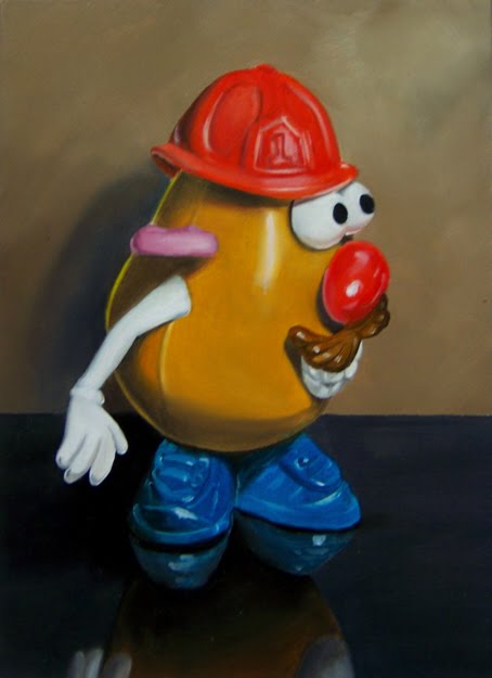 454x625 A Painting A Day By Joy Argento Mr. Potato Head Oil Painting - Mr Potato Head Painting