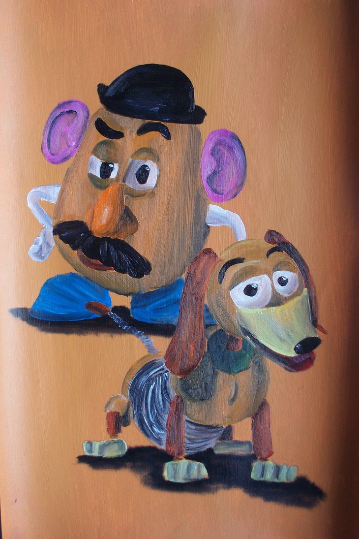 730x1095 Mr. Potato Head And Slinky By Billywallwork525 - Mr Potato Head Painting