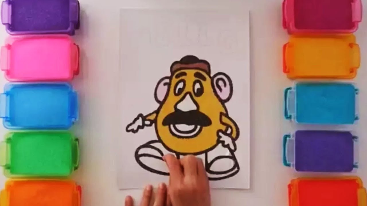 1280x720 Mr. Potato Head Painting With Sand Coloring Card For Kids - Mr Potato Head Painting