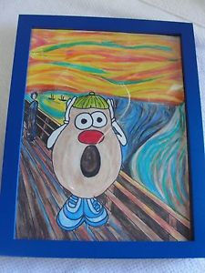 225x300 Ooak Watercolor Painting Mr. Potato Head The Scream E Munch 9x12 - Mr Potato Head Painting