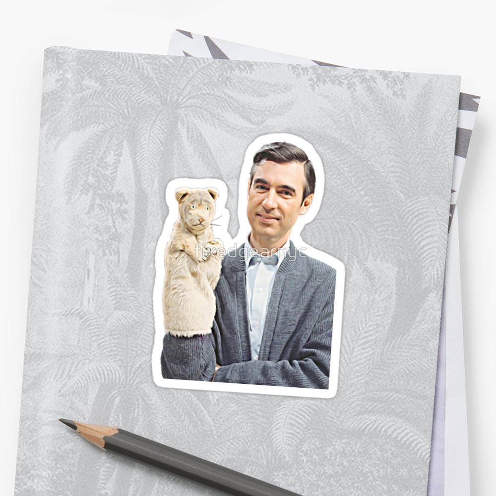 1000x1000 Mister Rogers And Daniel Striped Tiger Painting Stickers By - Mr Rogers Painting