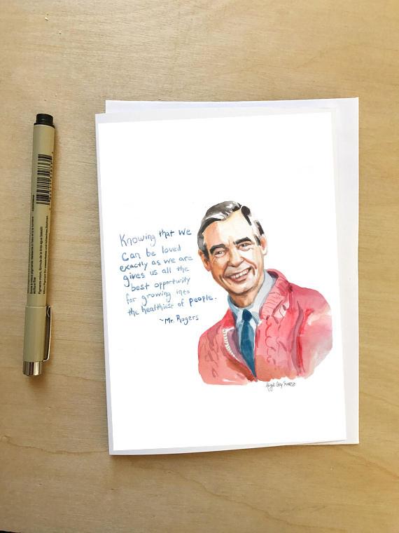 570x760 Mr Rogers Portrait Greeting Card Graydayshop - Mr Rogers Painting
