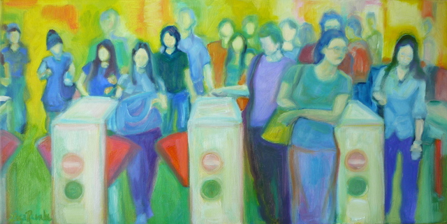 640x321 Lisa Reinke Artwork Singapore Mrt Original Painting Oil - Mr T Painting