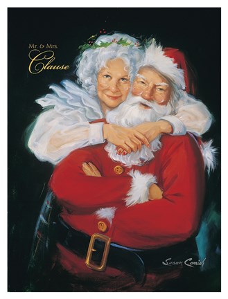 329x432 Mr. And Mrs. Claus Fine Art Print By Susan Comish - Mrs Claus Painting