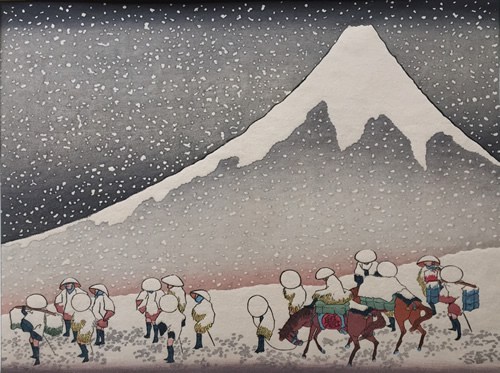 500x373 Hokusai A Beautiful Woodblock Print Mt Fuji In A Snowstorm - Mt Fuji Painting