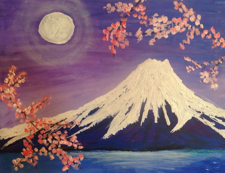 915x705 Halo Over Mt Fuji Paint Fun Studio - Mt Fuji Painting