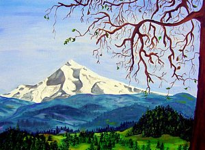 300x219 Mt Hood In Winter Painting By Lisa Rose Musselwhite - Mt Hood Painting