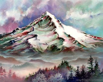 340x270 Mount Hood From Larch Mountain Watercolor Painting Print By - Mt Hood Painting