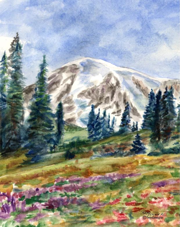 620x778 Mount Rainier Note Cards Twindesigns Gift Shop - Mt Rainier Painting
