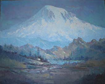 340x273 Mount Rainier In Winter - Mt Rainier Painting