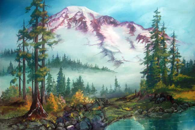 648x431 Painting More Washington State Mountains - Mt Rainier Painting