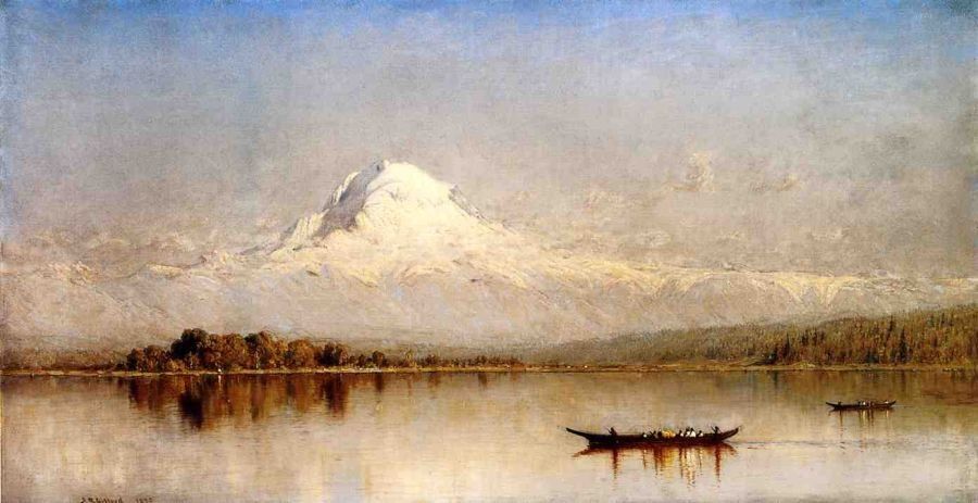 900x463 Sanford Robinson Gifford Mount Rainier, Bay Of Tacoma, Puget Sound - Mt Rainier Painting