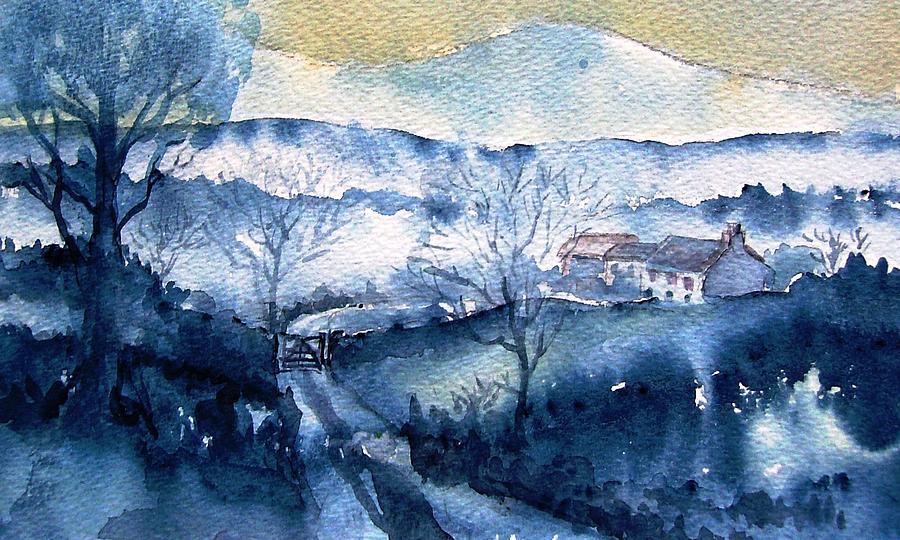 900x540 Mist Rising Over Snow In Wicklow Mts Ireland Painting By Trudi Doyle - Mts Painting