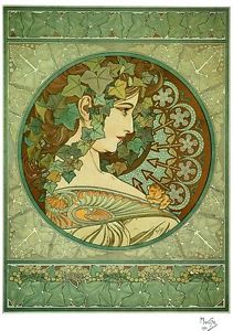 211x300 Large A3 Ivy Print Czech Art Nouveau Painter Alphonse Alfons Mucha - Mucha Painting