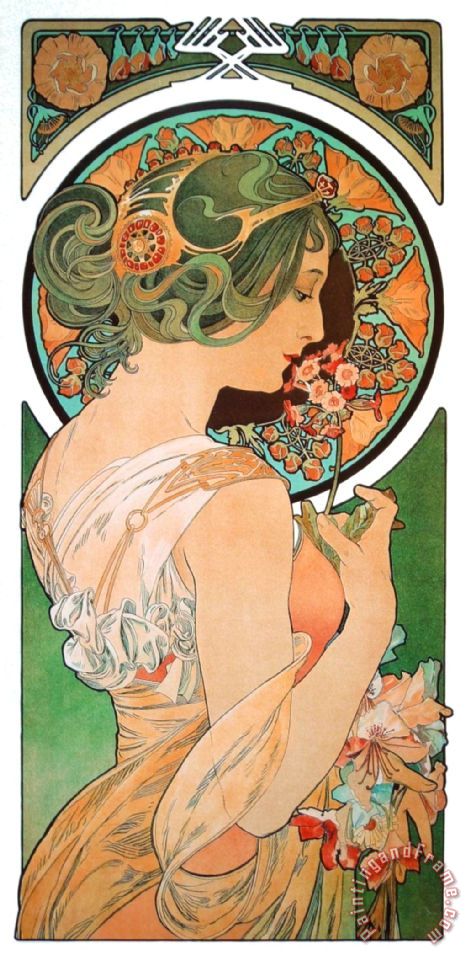 465x960 Alphonse Marie Mucha Spring The Primula C 1899 Painting - Mucha Painting