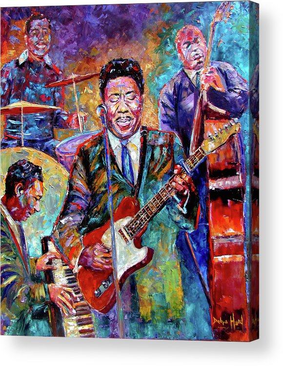 580x750 Muddy Waters And His Band Acrylic Print By Debra Hurd - Muddy Waters Painting