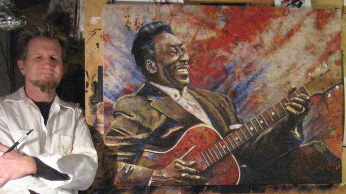702x394 Tom Nollmuddy Waters Mickinley Morganfield Painting Photos By Tom - Muddy Waters Painting