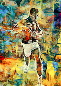 214x300 Muhammad Ali Painting By Sampad Art - Muhammad Ali Painting