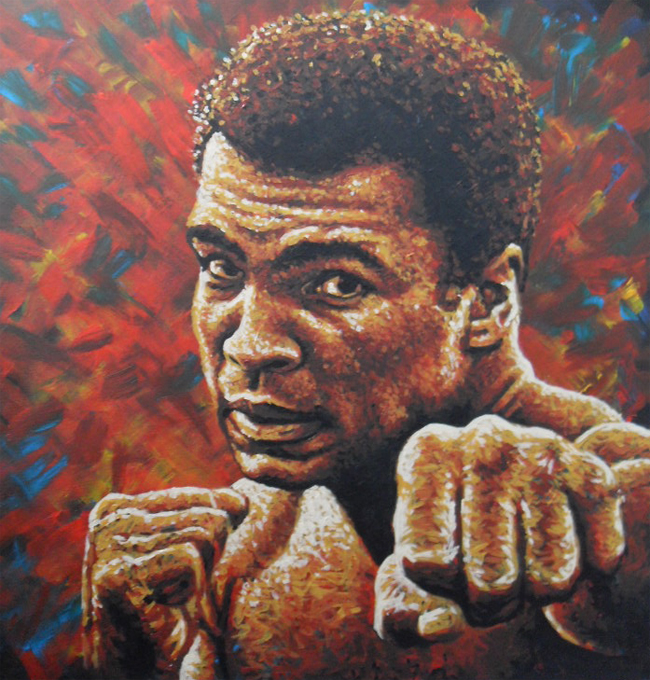 650x680 Muhammad Ali Punch Painting By Jonmckenzie - Muhammad Ali Painting