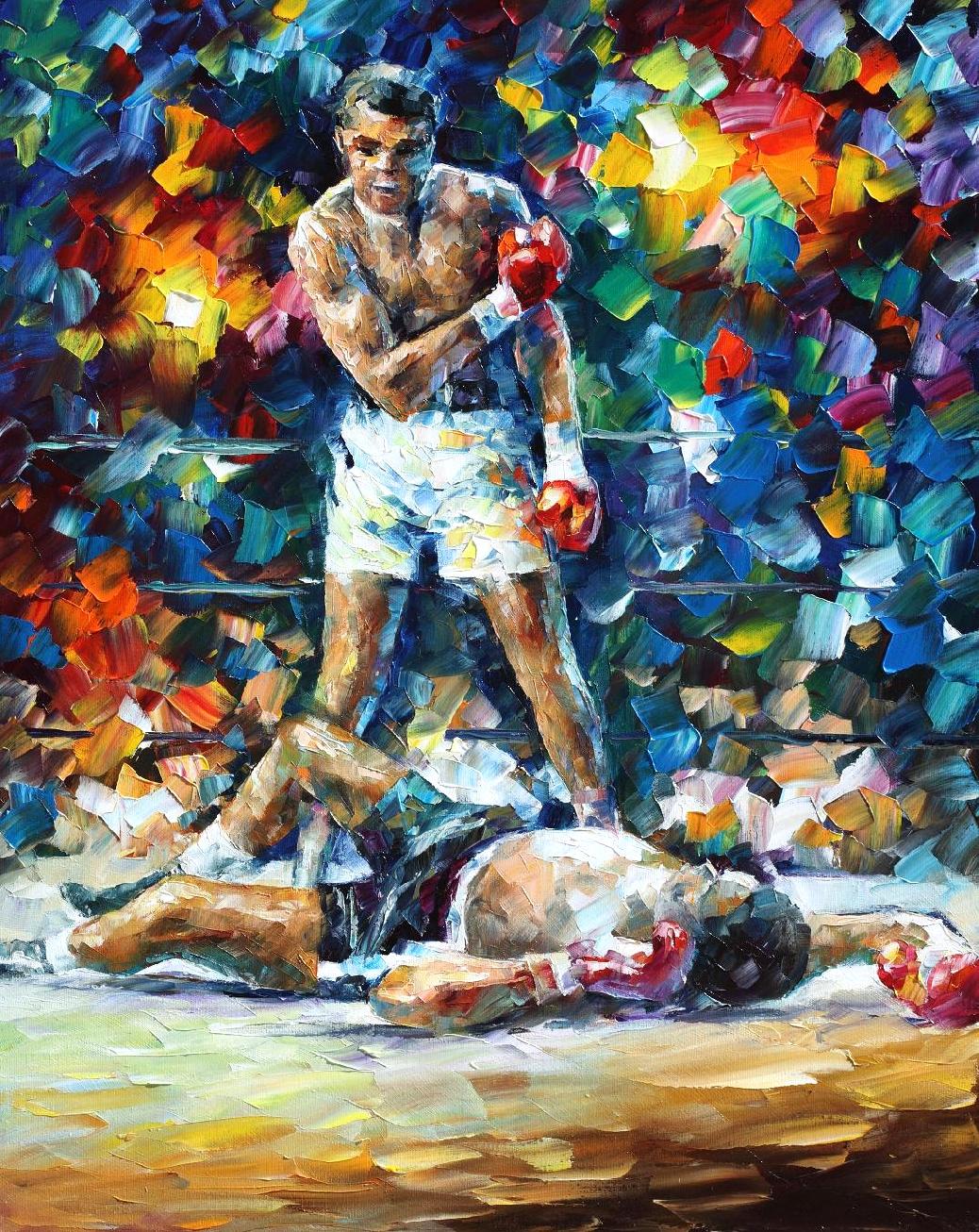 1038x1306 Boxer Muhammad Ali Memorial Painting Palette Knife Oil Painting - Muhammad Painting