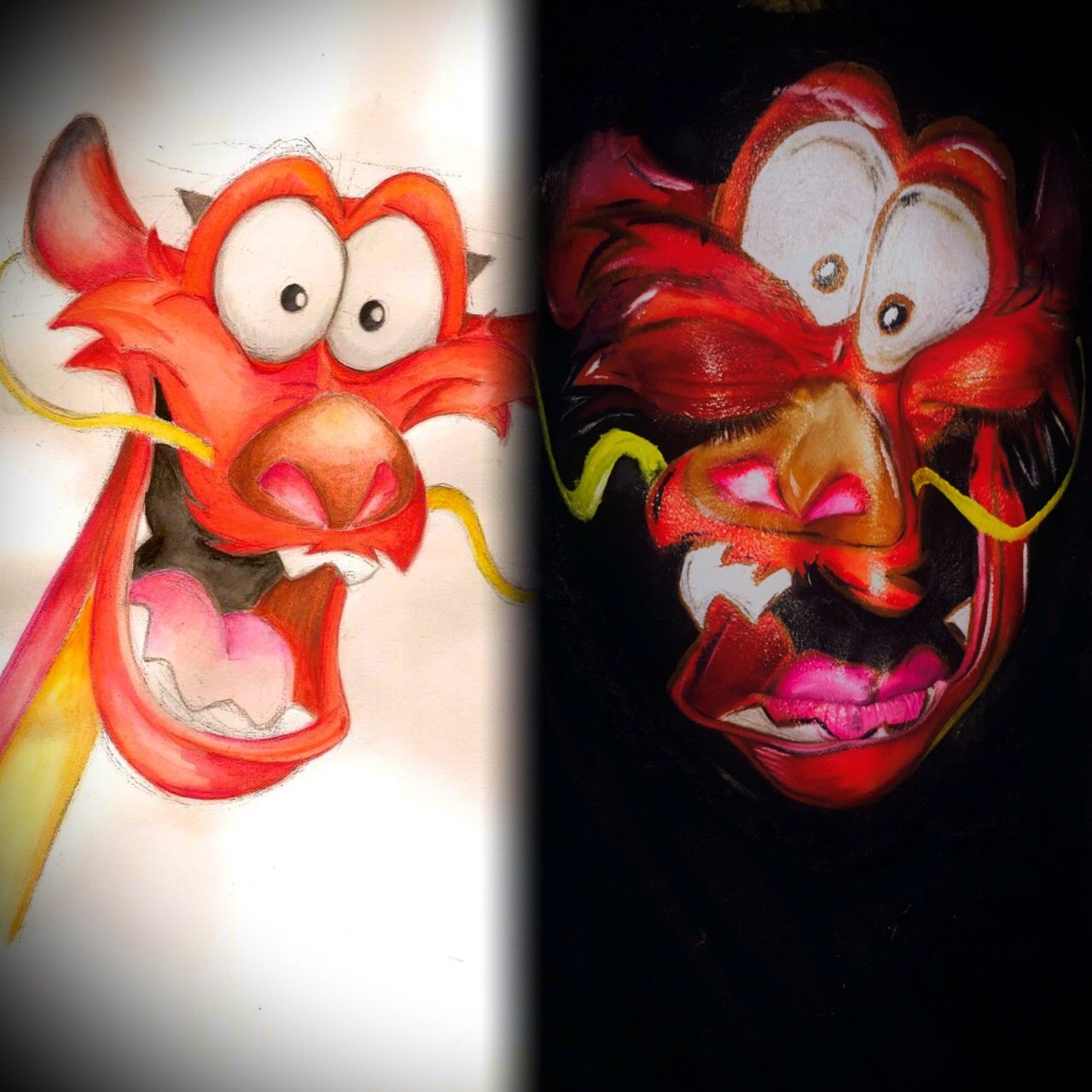 1280x1280 Disney's Mushu From Mulan Face Painting - Mulan Painting