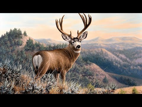 480x360 Landscape Painting Time Lapse Mule Deer In The Badlands - Mule Deer Painting