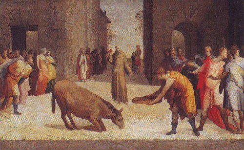 500x307 St Anthony And The Miracle Of The Mule Painting Domenico - Mule Painting