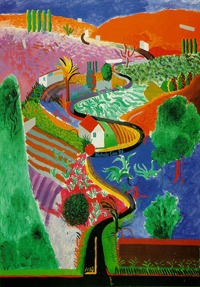 400x574 Nichols Canyon By David Hockney - Mulholland Drive Painting