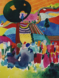 228x300 Hockney's Cat Painting By Eve Riser Roberts - Mulholland Drive Painting