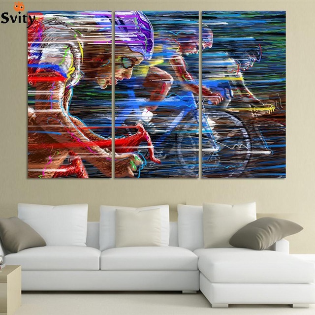 640x640 Bicycle Sport Race Multicolor Abstract Characters Canvas Oil - Multicolor Abstract Painting
