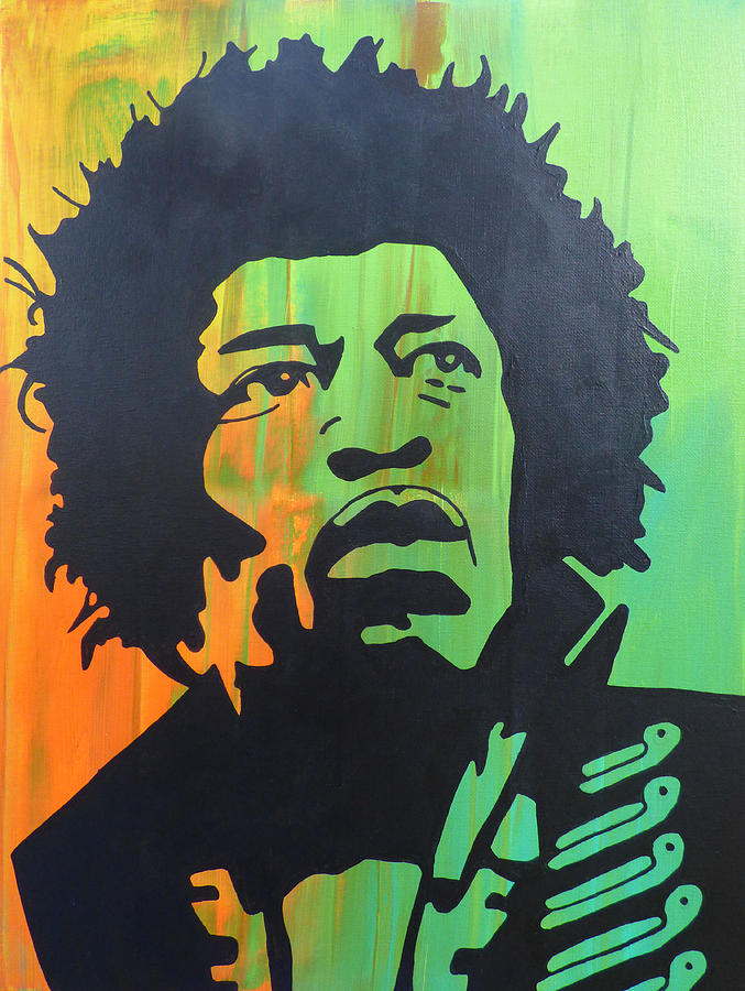 677x900 Jimi Hendrix Multicolor Abstract Pop Art Painting By Nick Randolph - Multicolor Abstract Painting