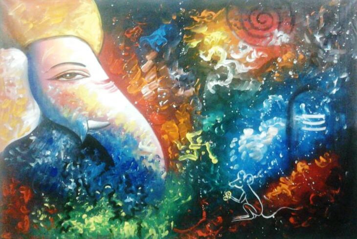730x489 Multicolor Ganesha - Multicolor Painting